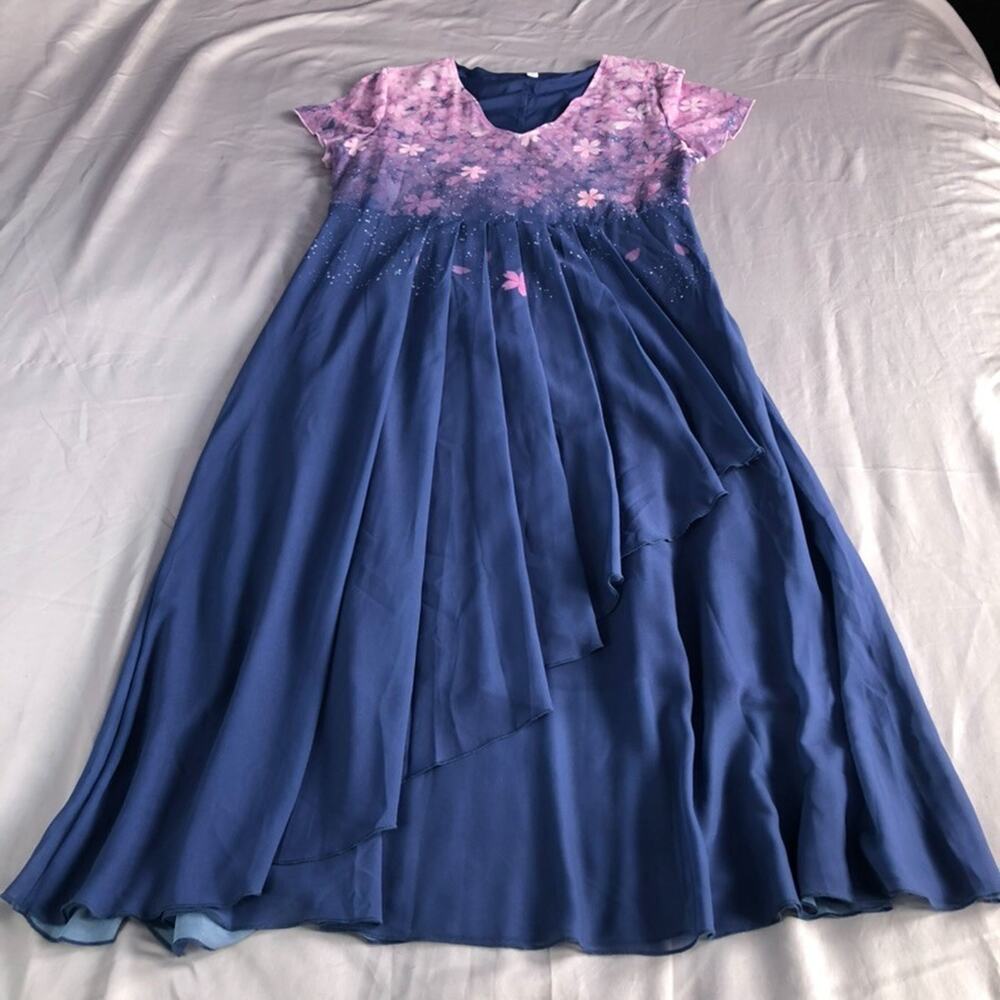 Floral Chiffon Maxi Dress Size XL Fairy Botanical Wedding Guest Garden Party